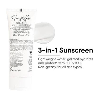 Personal Touch Skincare Sunstalker Korea Aqua Gel Sunscreen SPF 50 PA +++ For Oily, Dry & Normal Skin - 50 gm