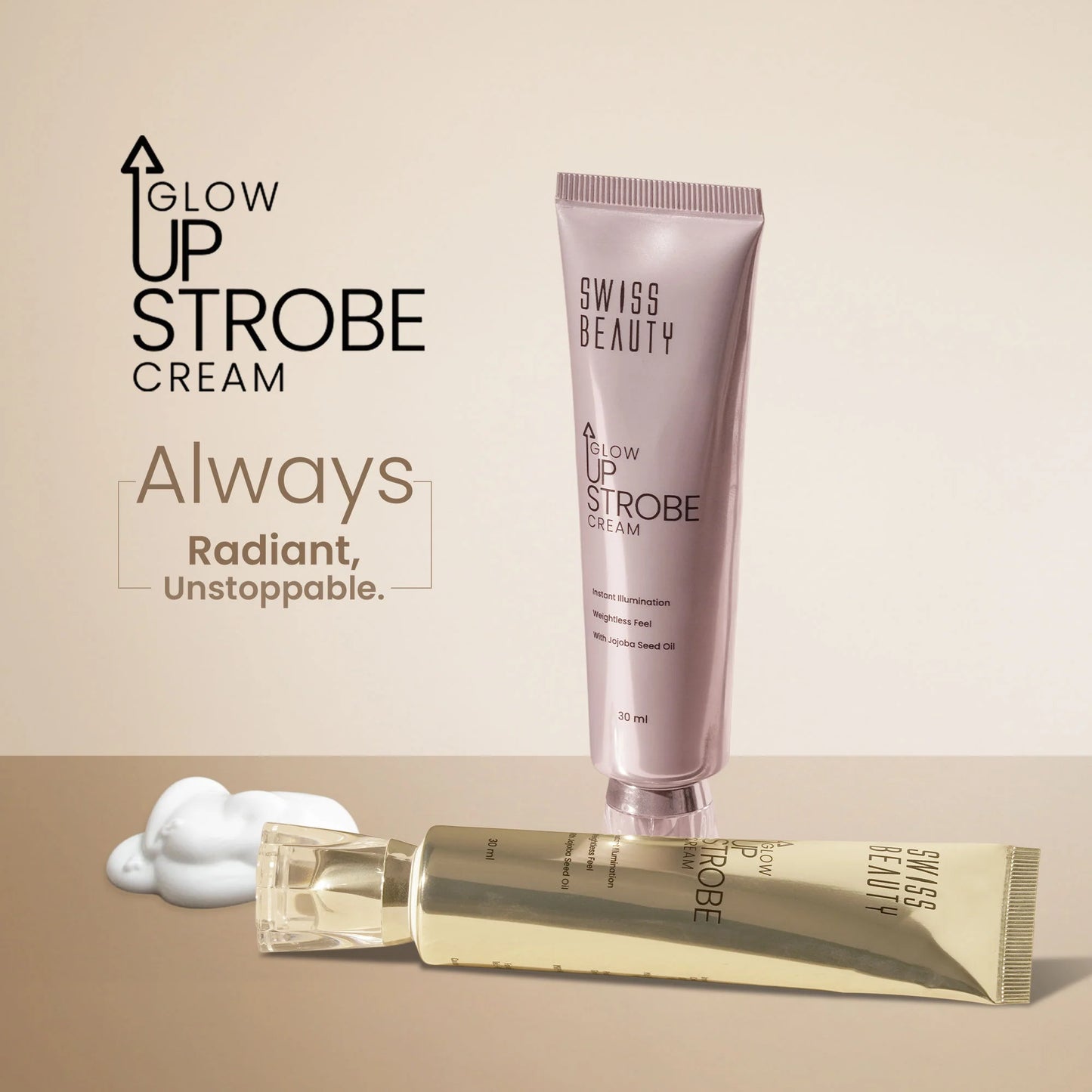 Swiss Beauty Glow Up Strobe Cream, Dewy Radiance, Versatile Use With Jojoba Oil - 1 Pink Twilight - 30 ml