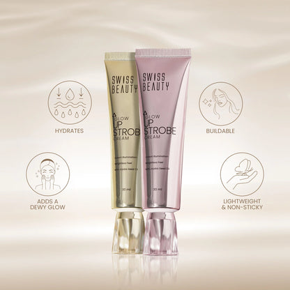 Swiss Beauty Glow Up Strobe Cream, Dewy Radiance, Versatile Use With Jojoba Oil - 1 Pink Twilight - 30 ml