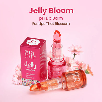 Swiss Beauty Jelly Bloom PH Lip Balm, Colour-Changing Tint, Hydrating With Vitamin E - 3.6 gm - Coral Kiss