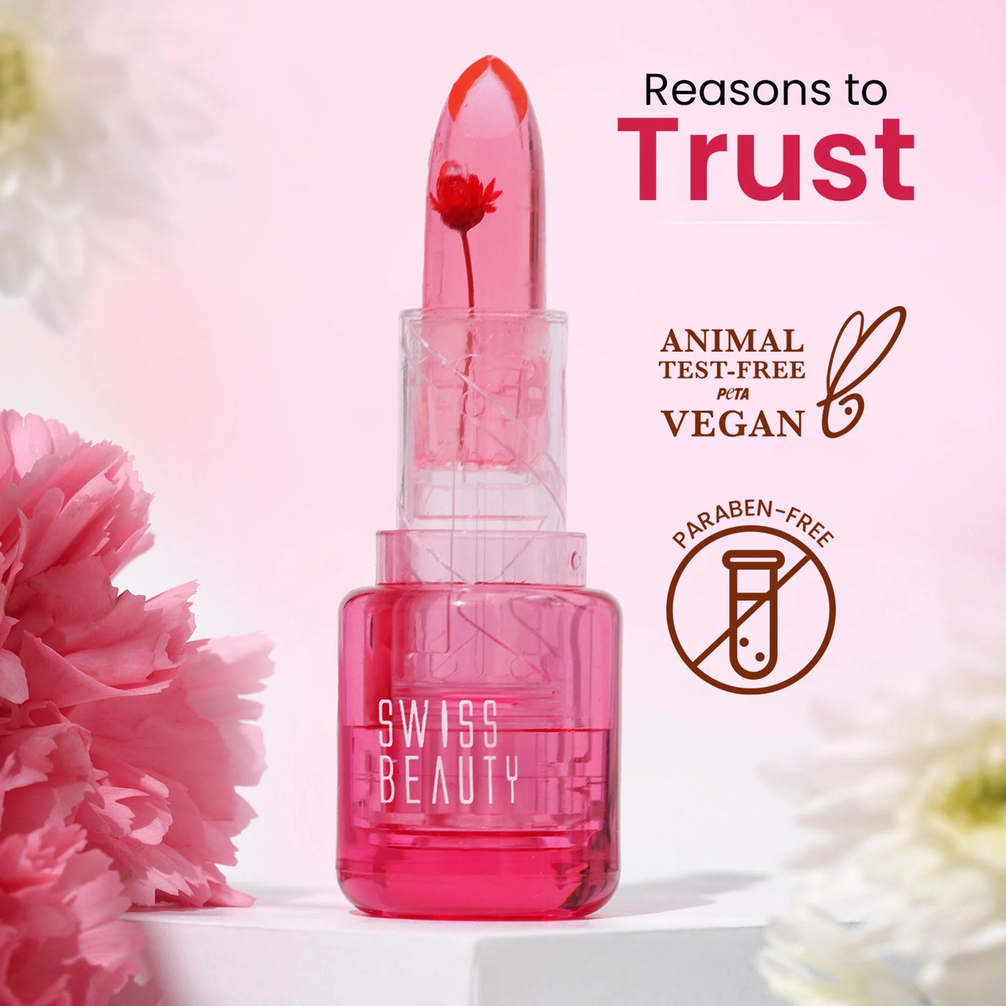 Swiss Beauty Jelly Bloom PH Lip Balm, Colour-Changing Tint, Hydrating With Vitamin E - 3.6 gm - Coral Kiss