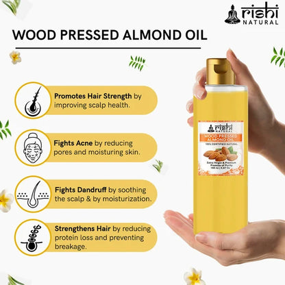 Rishi Natural Almond Oil Wood Pressed Skin And Hair - 150 ml