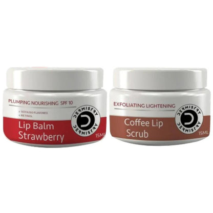 Dermistry Nourishing Lip Balm Strawberry & Coffee Lip Scrub - combo
