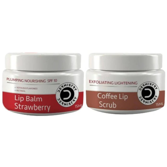 Dermistry Nourishing Lip Balm Strawberry & Coffee Lip Scrub - combo