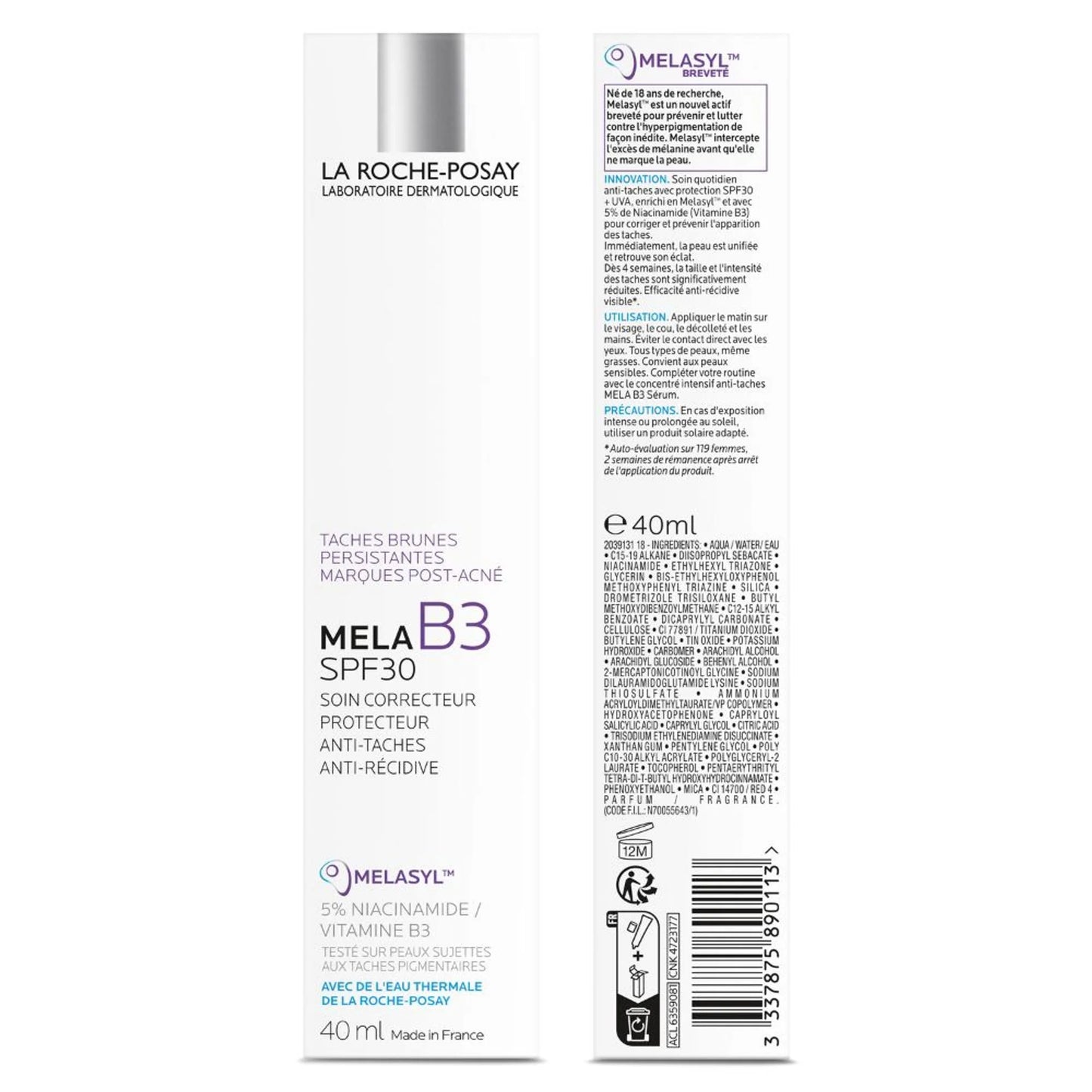 La Roche-Posay Mela B3 SPF30, Anti-Dark Spots Moisturiser & Broad-Spectrum Sunscreen with Melasyl - 40 ml