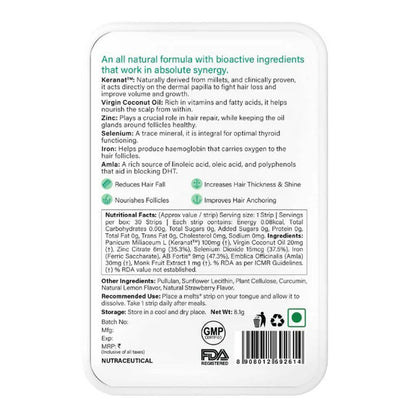 Wellbeing Nutrition Melts Hair Fall Control Oral Strips-Tropical Strawberry Flavor - 30 Strips