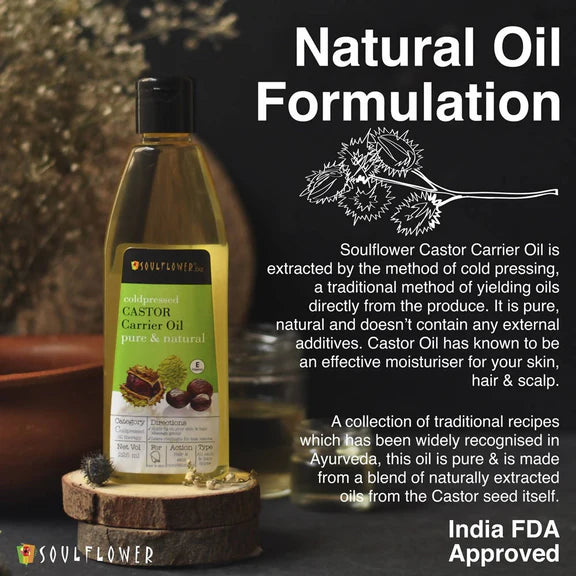 Soulflower Coldpressed Castor Carrier Oil Pure & Natural - 225 ml