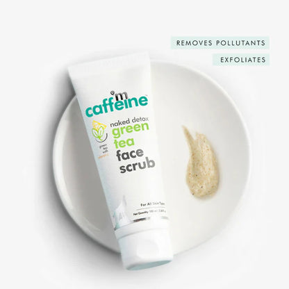 mCaffeine Green Tea Face Scrub with Vitamin C & Hyaluronic Acid - 100 gm