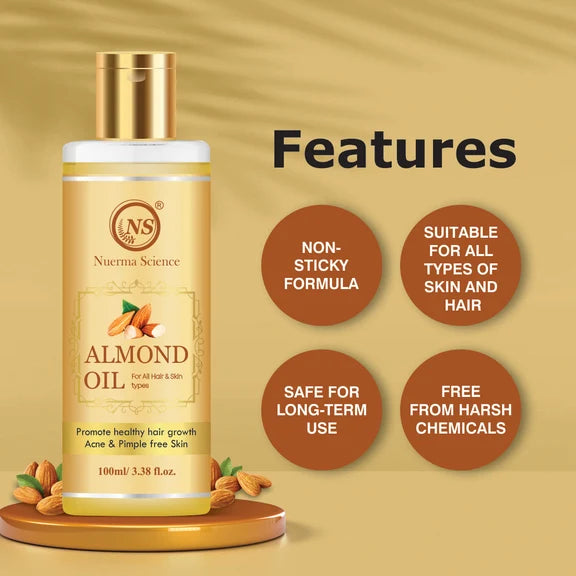 Nuerma Science Pure Almond Hair Oil for Natural Hair Growth - 100 ml
