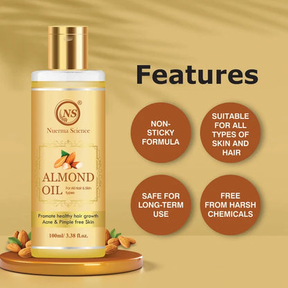 Nuerma Science Pure Almond Hair Oil for Natural Hair Growth - 100 ml