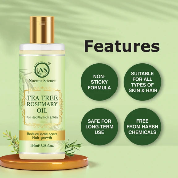 Nuerma Science Tea Tree Rosemary Oil For Healthy Skin & Hair Growth - 100 ml