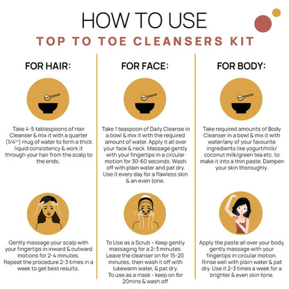 Top to Toe Cleansers Kit to Nourish Skin & Hair