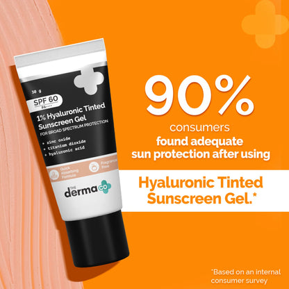 The Derma Co 1% Hyaluronic Tinted Sunscreen SPF 60 Gel PA++++ - 30 gm