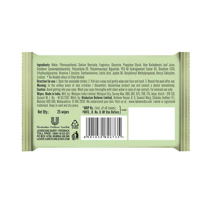 Lakme 9to5 Natural Aloe Cleansing Wipes - 25 Wipes