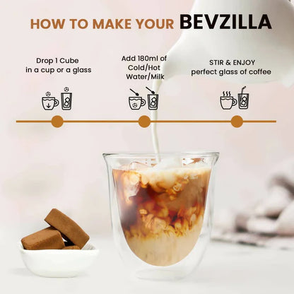 Bevzilla Instant Coffee Cubes Pack with Organic Date Palm Jaggery - 60 sachets