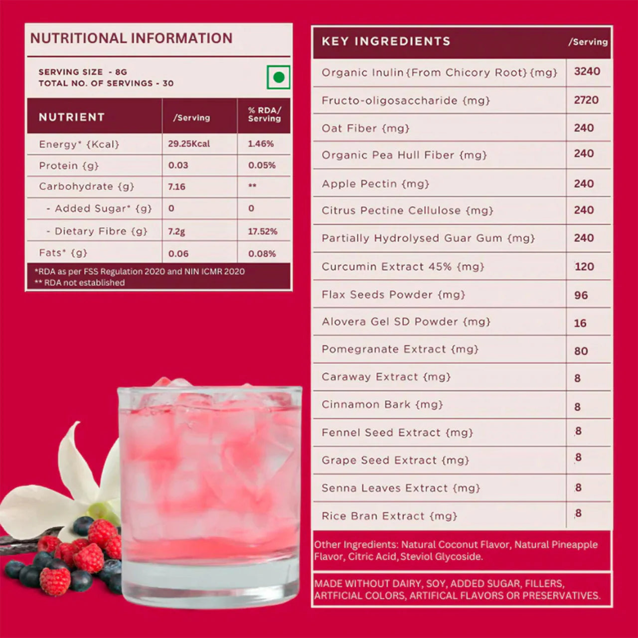 Wellbeing Nutrition Daily Fiber Powder - Vanilla Berry & Pina Colada Combo