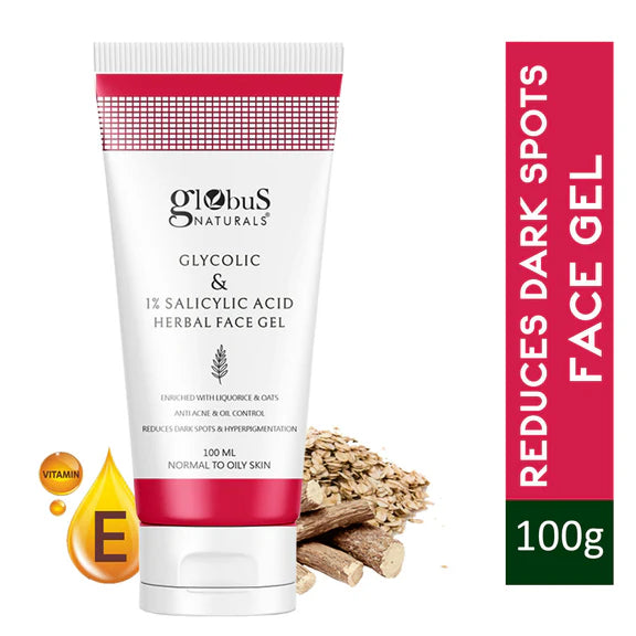 Globus Naturals Glycolic & 1% Salicylic Acid Herbal Anti Acne Face Gel - 100 ml