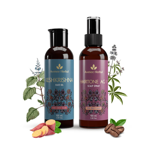 Avimee Herbal Anti Grey Kit - Hair Oil And Scalp Spray - Fights Grey Hair