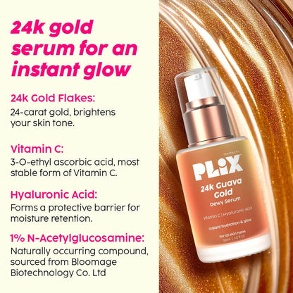 PLIX The Plant Fix 24k Guava Gold Lightweight Face Serum and Moisturizer Combo -combo