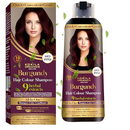 Kokila Organics Hair Color Shampoo With Natural Extracts - Dark Brown - 400 gm - Dark Brown