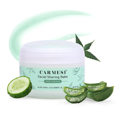 Carmesi Facial Shaving Balm for Women - 2-in-1 (Pre + Post-Shave) - Aloe Vera, Cucumber, Neem - 50 gm