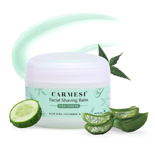 Carmesi Facial Shaving Balm for Women - 2-in-1 (Pre + Post-Shave) - Aloe Vera, Cucumber, Neem - 50 gm