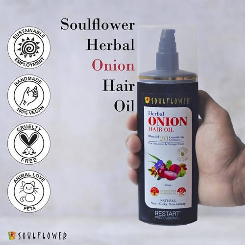 Soulflower Herbal Onion Hair Growth Oil - 120 ml - Pack of 1
