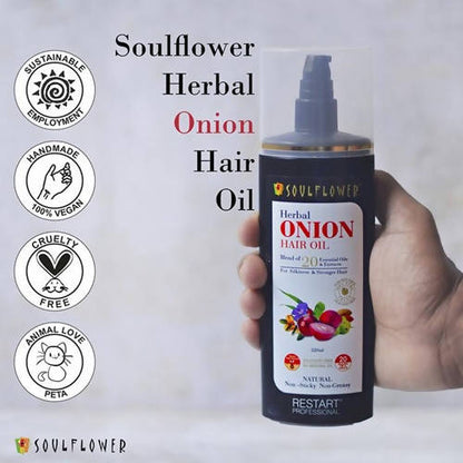 Soulflower Herbal Onion Hair Growth Oil - 120 ml - Pack of 1
