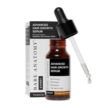 Bare Anatomy Advanced Hair Growth Serum for Scalp 3% Redensyl, 4% Anagain, 3% Baicapil - Pack of 1 - 30 ml