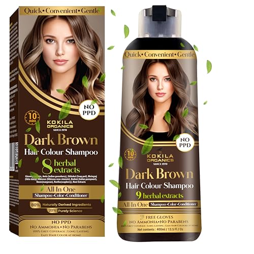 Kokila Organics Hair Color Shampoo With Natural Extracts - Dark Brown - 400 gm - Dark Brown