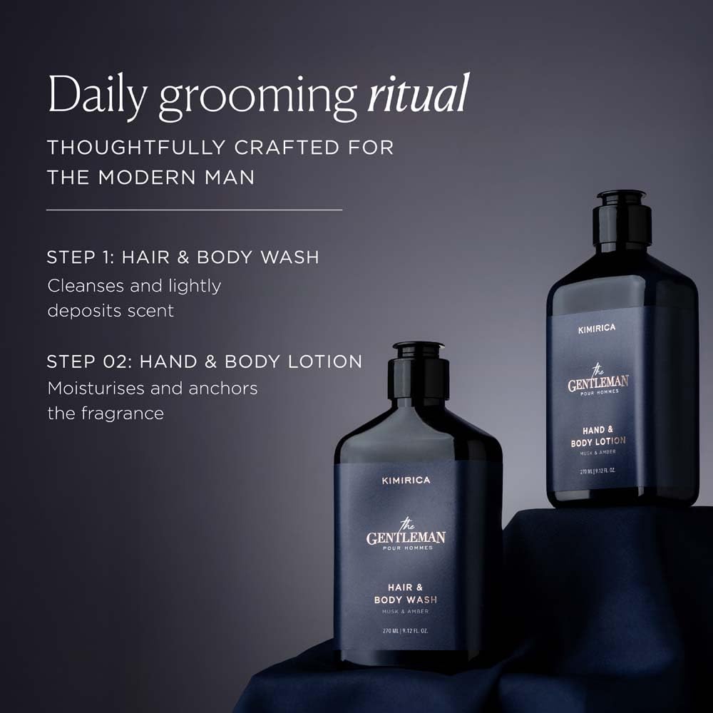 Kimirica The Gentleman Niacinamide Hair & Body Wash -270ml|Enriched with high-performance and restorative blend of Vetiver, Patchouli, and Niacinamide