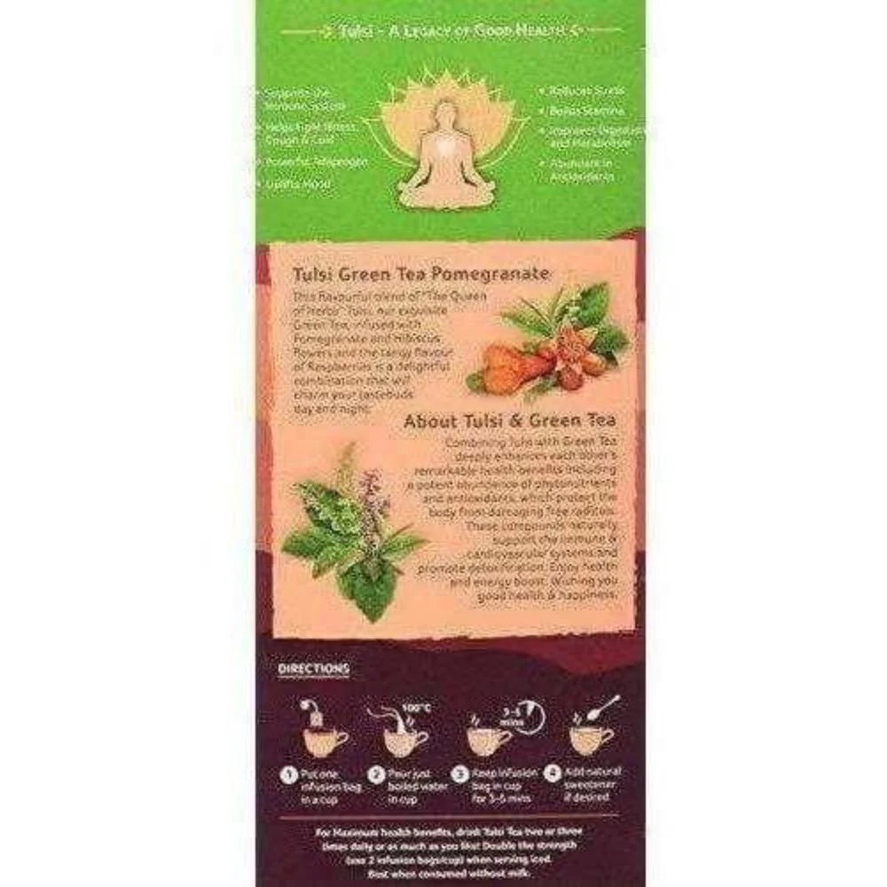 Organic India Tulsi Green Tea, Pomegranate Tea Bags