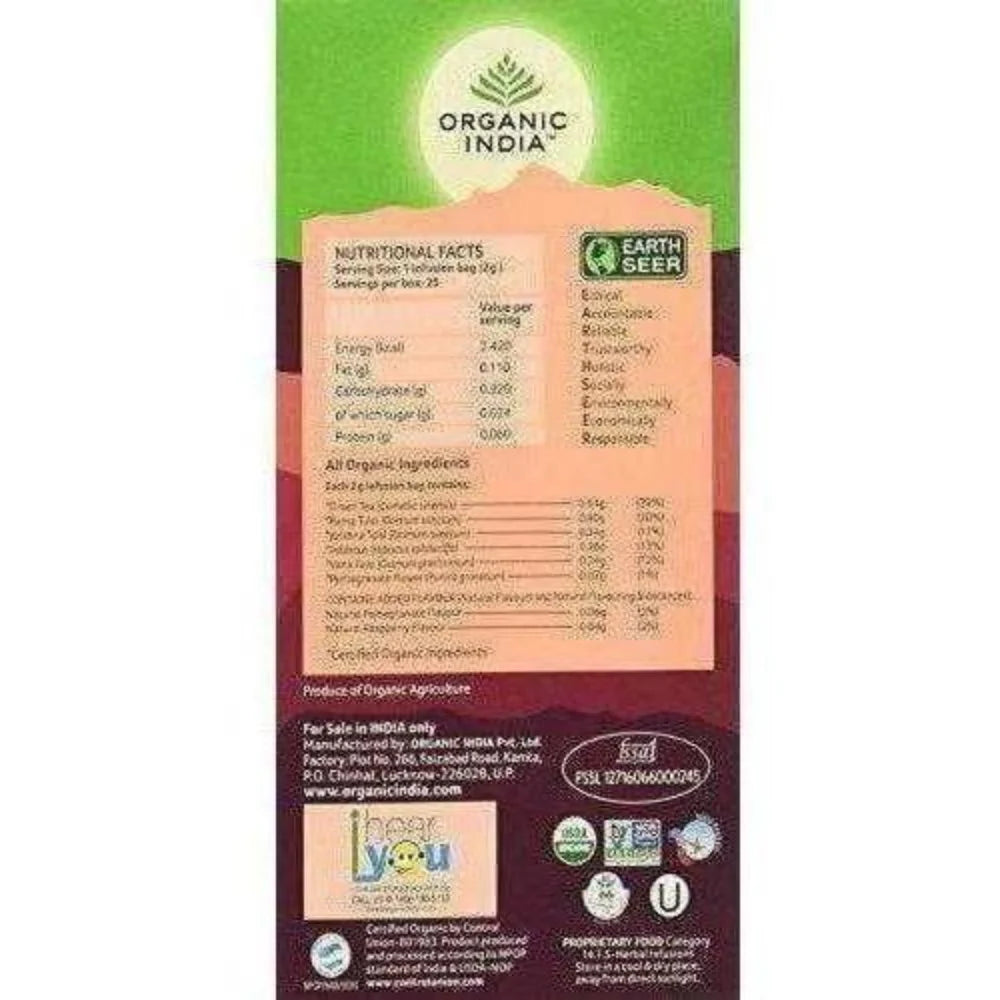 Organic India Tulsi Green Tea, Pomegranate Tea Bags