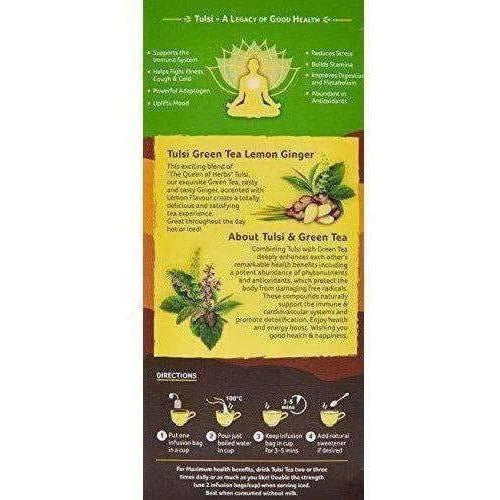 Organic India Tulsi Green Tea Lemon Ginger Tea Bags