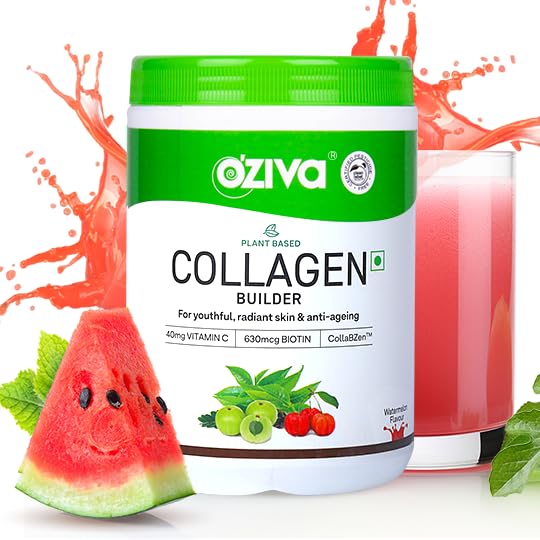 OZiva Vegan Collagen Builder with Biotin & Vitamin C For Brighter & Youthful Skin | Collagen Supplement For Women & Men | Plant Based Collagen Powder -200 gm - Berry Orange