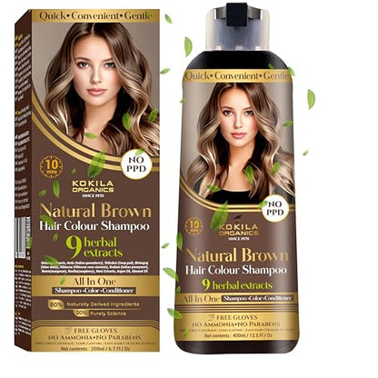 Kokila Organics Hair Color Shampoo With Natural Extracts - Dark Brown - 400 gm - Dark Brown
