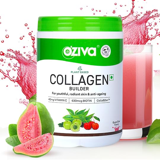 OZiva Vegan Collagen Builder with Biotin & Vitamin C For Brighter & Youthful Skin | Collagen Supplement For Women & Men | Plant Based Collagen Powder -200 gm - Berry Orange