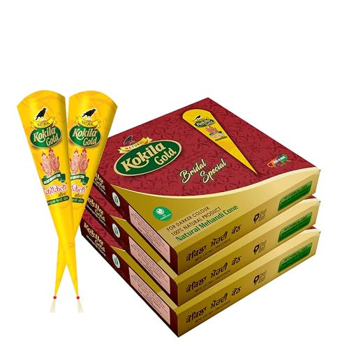 Kokila Bridal Special Premium Gold Mehendi Cones - 35 gm - Pack of 12