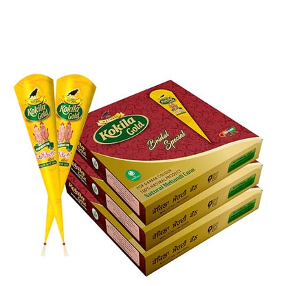 Kokila Bridal Special Premium Gold Mehendi Cones - 35 gm - Pack of 12