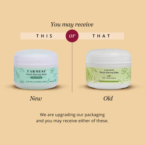 Carmesi Facial Shaving Balm for Women - 2-in-1 (Pre + Post-Shave) - Aloe Vera, Cucumber, Neem - 50 gm