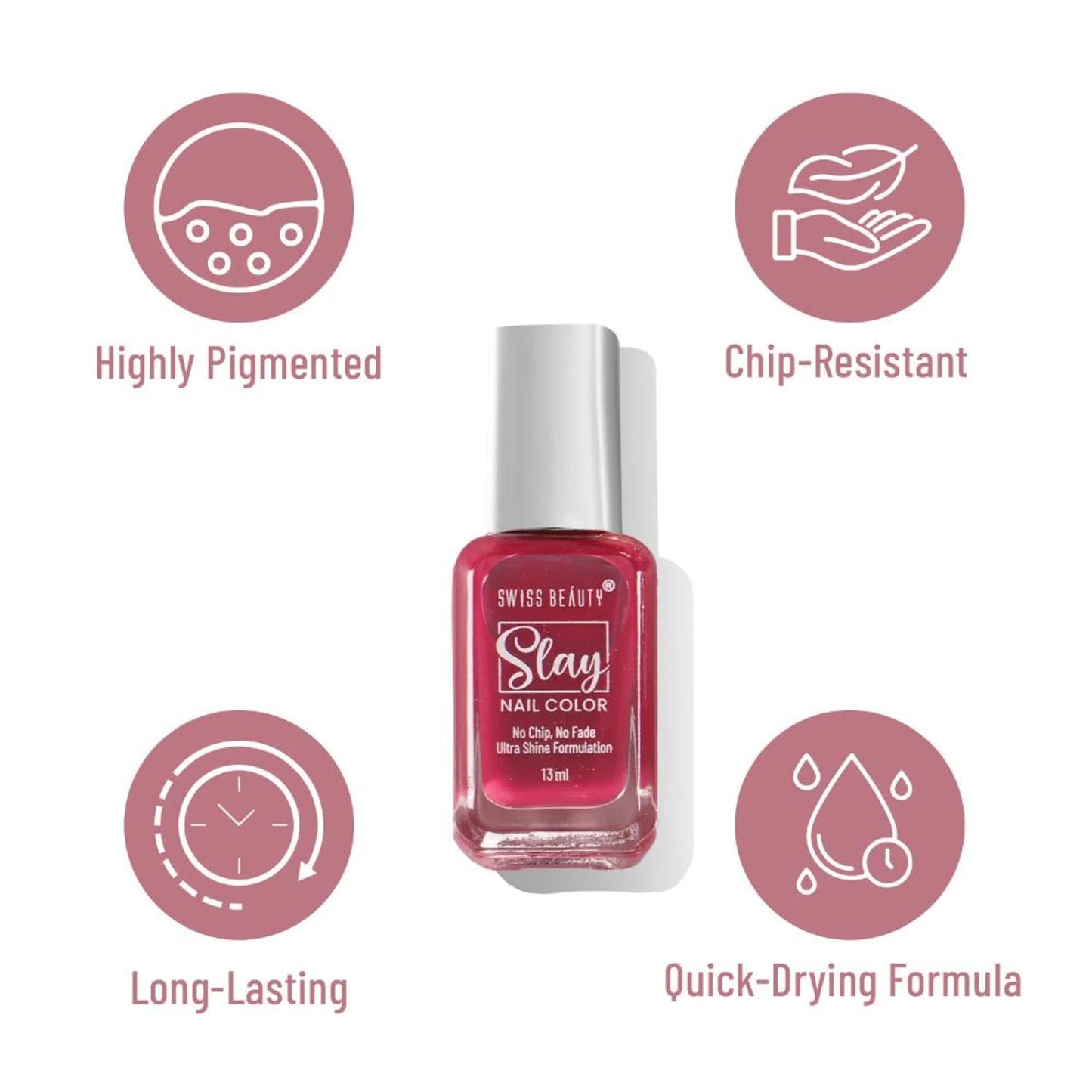 Swiss Beauty Slay Nail Color Ultra Shine Formulation - 07 Creamy Nude - 13 ml