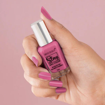 Swiss Beauty Slay Nail Color Ultra Shine Formulation - 13 Perfect Pink - 13 ml