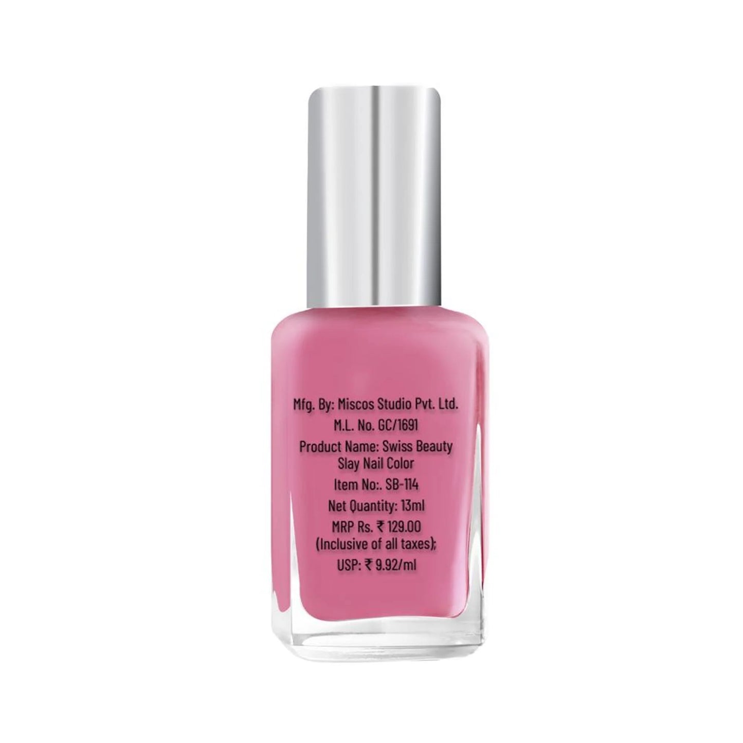 Swiss Beauty Slay Nail Color Ultra Shine Formulation - 13 Perfect Pink - 13 ml
