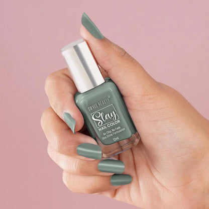 Swiss Beauty Slay Nail Color Ultra Shine Formulation - 26 Grey Stone - 13 ml