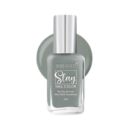 Swiss Beauty Slay Nail Color Ultra Shine Formulation - 26 Grey Stone - 13 ml