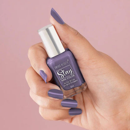 Swiss Beauty Slay Nail Color Ultra Shine Formulation - 40 Grape - 13 ml