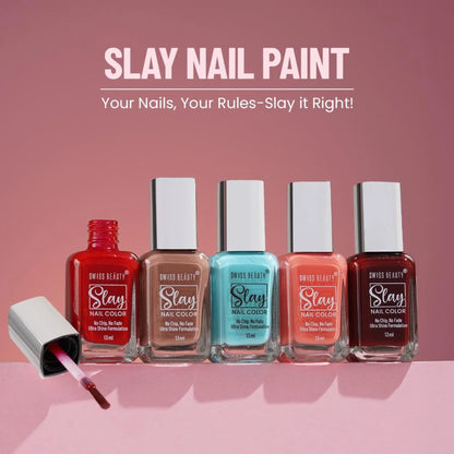 Swiss Beauty Slay Nail Color Ultra Shine Formulation - 40 Grape - 13 ml