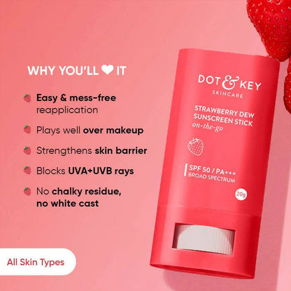Dot & Key Strawberry Dew SPF 50 Sunscreen Stick - 20 gm