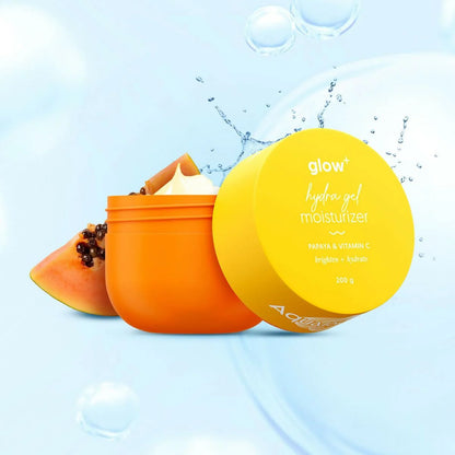 Aqualogica Glow+ Hydra Gel Moisturizer with Vitamin C & Papaya, Non Sticky & Quick Absorbing for Glowing Skin - 200 gm