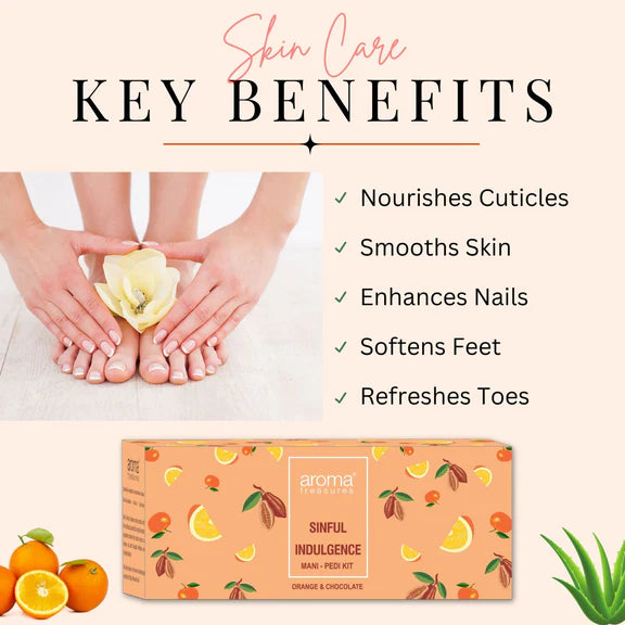 Aroma Treasures Orange & Chocolate Sinful Indulgence Mani-Pedi Kit - 77 gm + 10 ml
